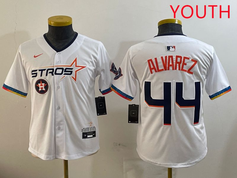 Youth Houston Astros 44 Alvarez White Fourth generation Joint Name 2025 Nike MLB Jersey style 7